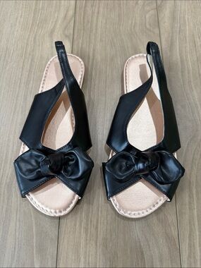 Black Bow Slingback Sandals for Women